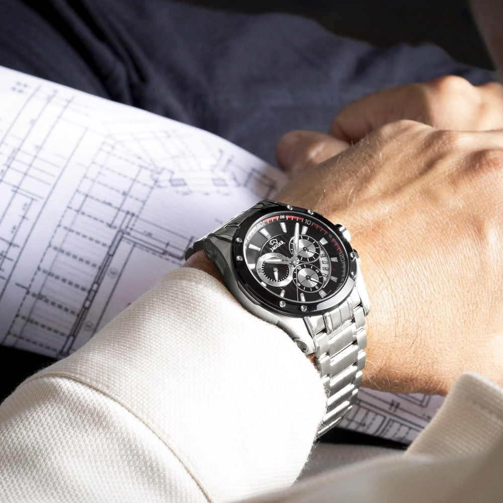 JAGUAR SWISS MADE MEN'S BLACK SPECIAL EDITION STAINLESS STEEL WATCH BRACELET J1034/1