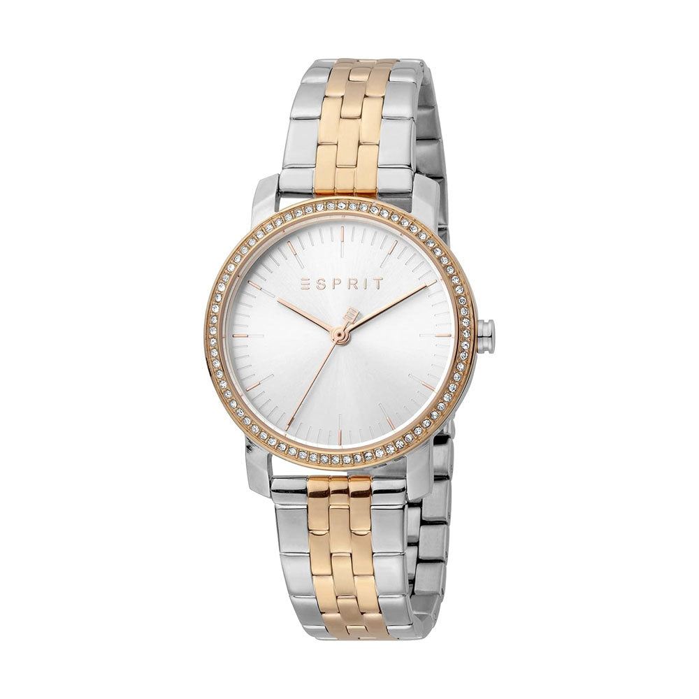 Esprit Women's Silver & Rose Gold Watch, Silver Dial | ES1L183M0095