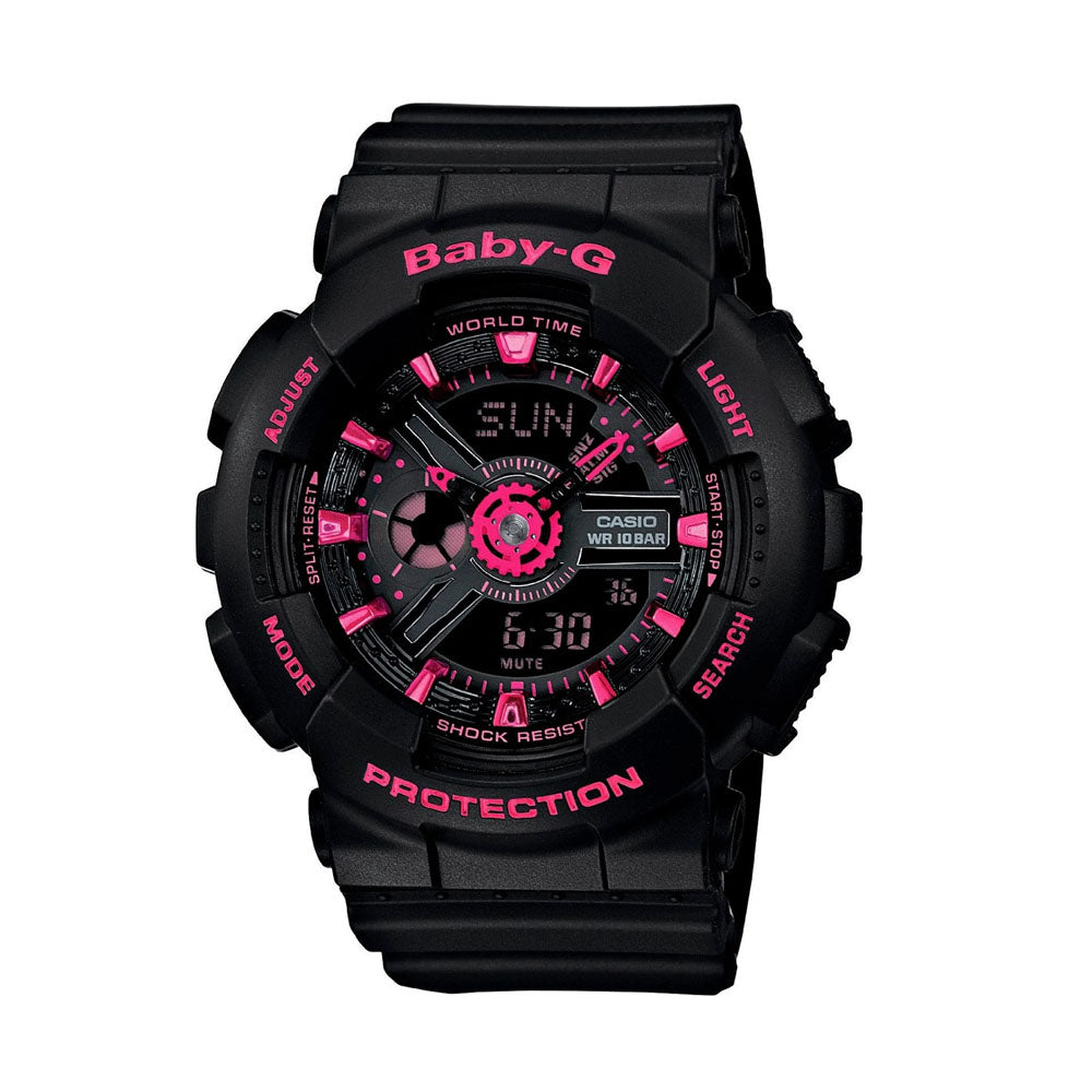 BABY-G Women's Black with Hot Pink Watch | BA-111-1ADR