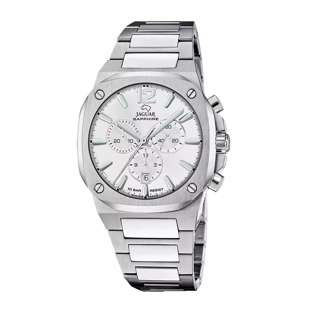 JAGUAR SWISS MADE MEN'S SILVER STAINLESS STEEL WATCH BRACELET J1025/4