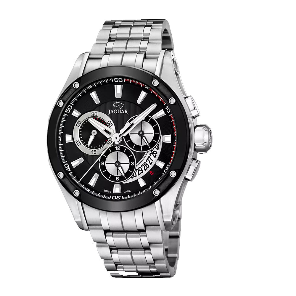 JAGUAR SWISS MADE MEN'S BLACK SPECIAL EDITION STAINLESS STEEL WATCH BRACELET J1034/1