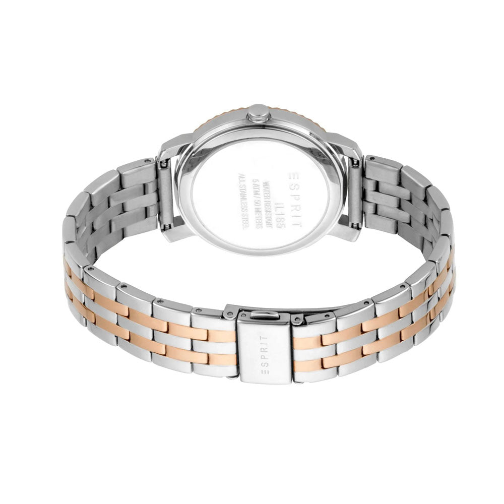 Esprit Women's Silver & Rose Gold Watch, Silver Dial | ES1L185M0095