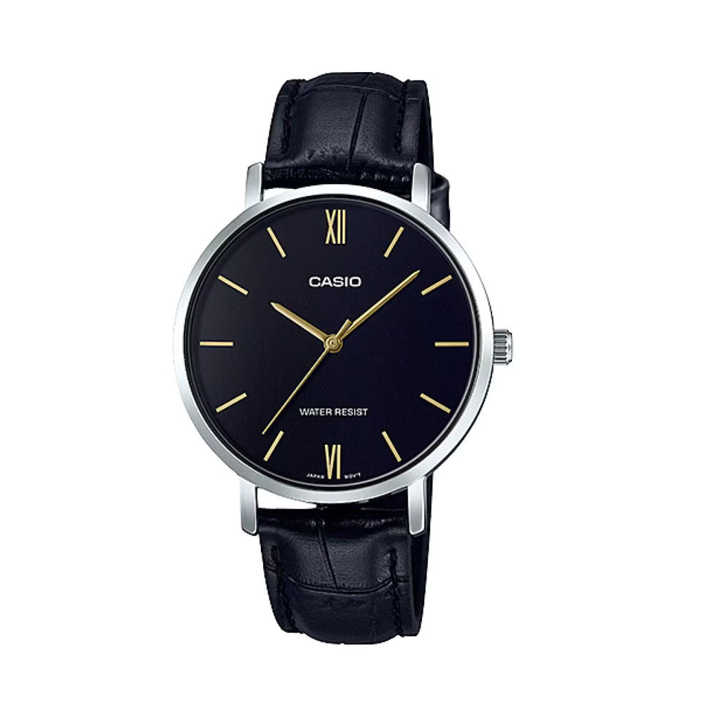 CASIO men Leather Band Watch | LTP-VT01L-1BUDF