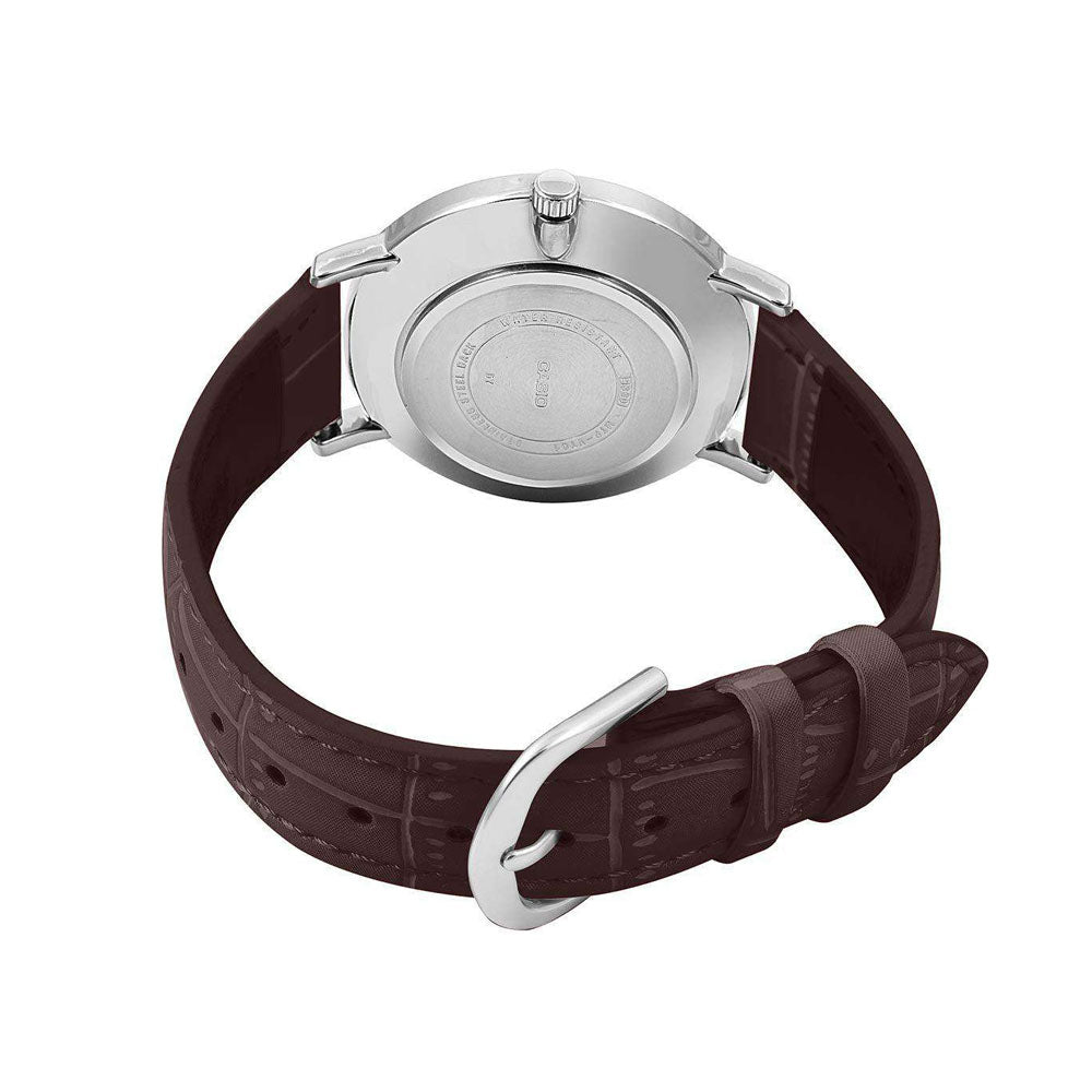 CASIO men Leather Band Watch | LTP-VT01L-2BUDF