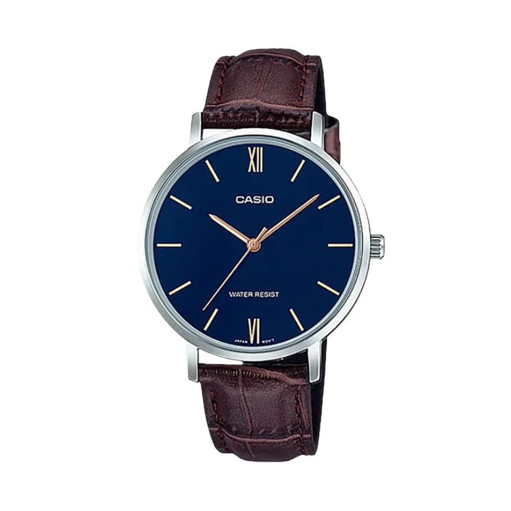 CASIO men Leather Band Watch | LTP-VT01L-2BUDF