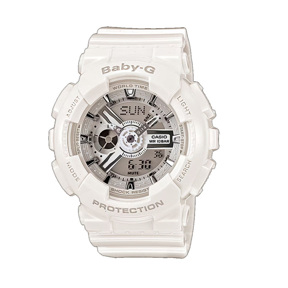 BABY-G Women's Analog-Digital White Dial| BA-110-7A3DR