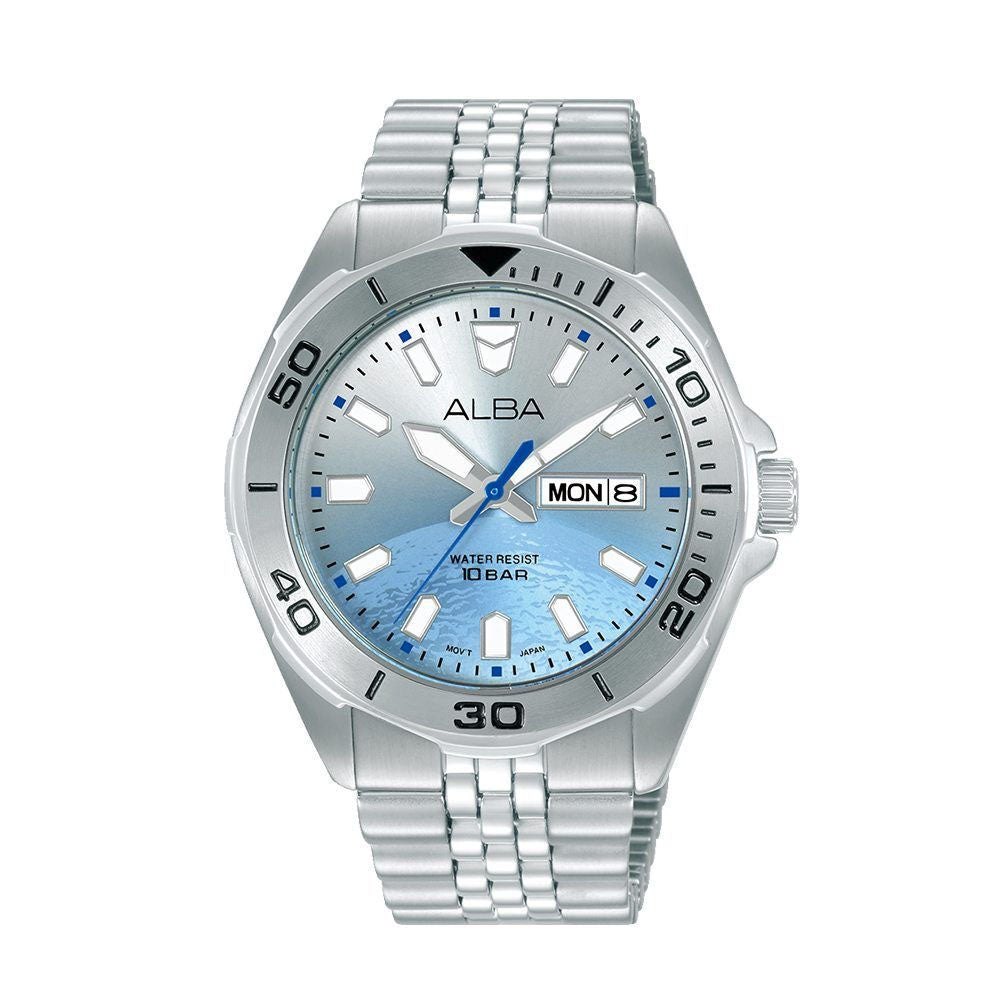 ALBA Men's Hand Watch ACTIVE Stainless Band Silver x Blue Dial | AV3587X1