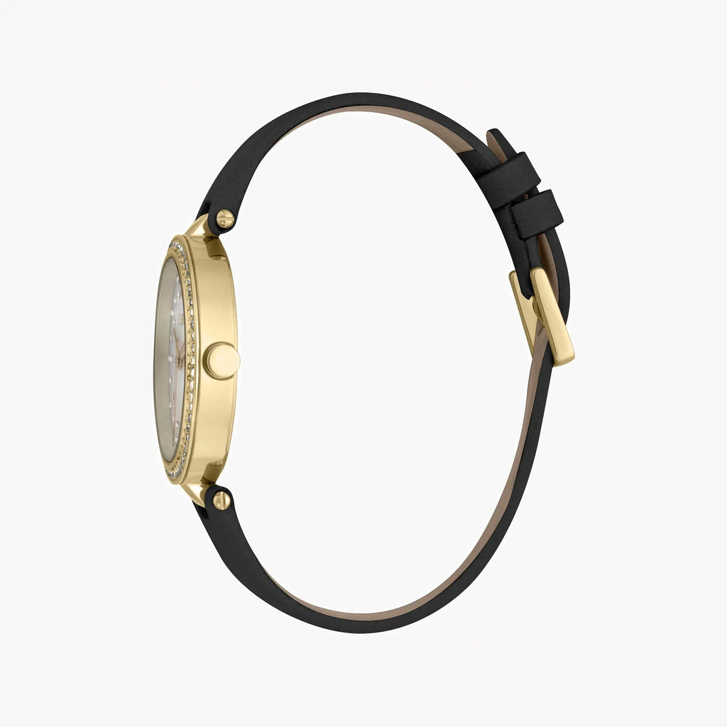 Esprit Women's Black Leather Watch, White Mother Of Pearls | Es1l000m0035