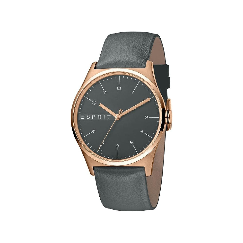 Esprit Men's Dark Grey Leather Watch, Dark Grey Dial | ES1G034L0035