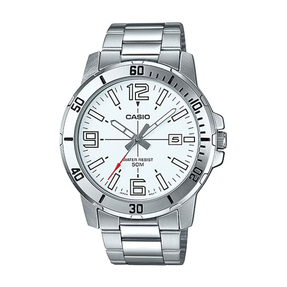 CASIO Men's White Dial Watch | MTP-VD01D-7BVUDF