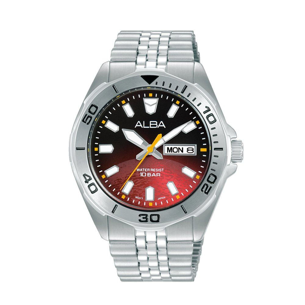 ALBA Men's Hand Watch ACTIVE Stainless Band Black x Red Dial  | AV3581X1