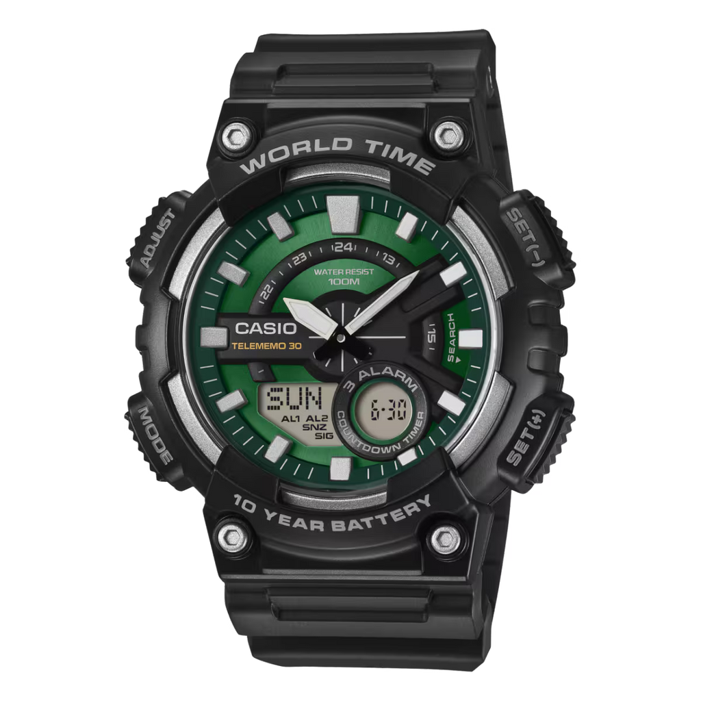 CASIO Men Green Dial Digital Watch | AEQ-110W-3A2VDF