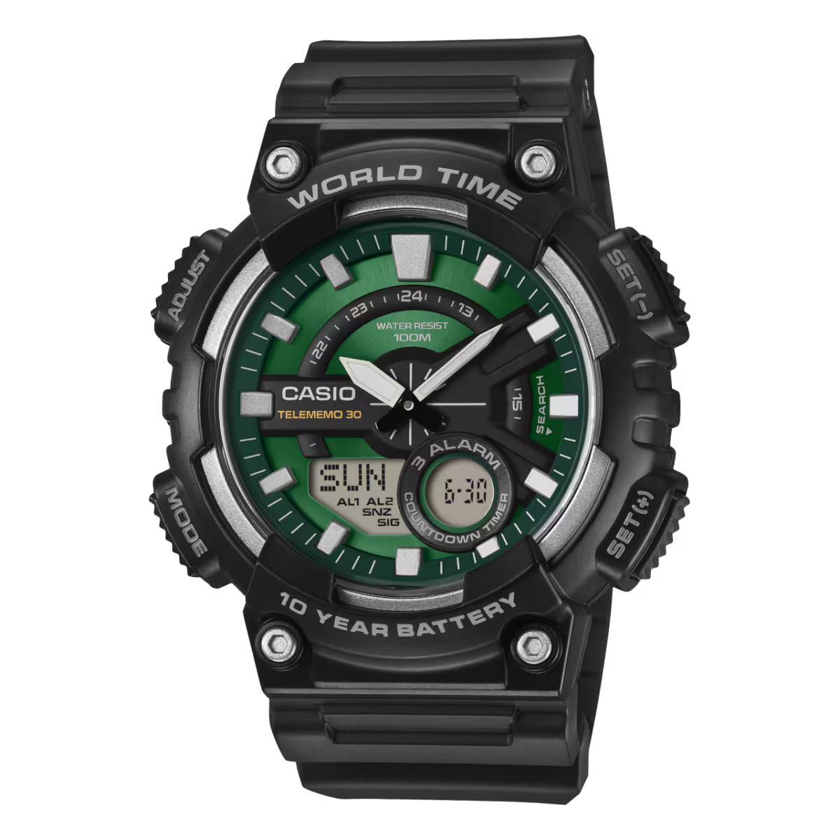 CASIO Men Green Dial Digital Watch | AEQ-110W-3A2VDF
