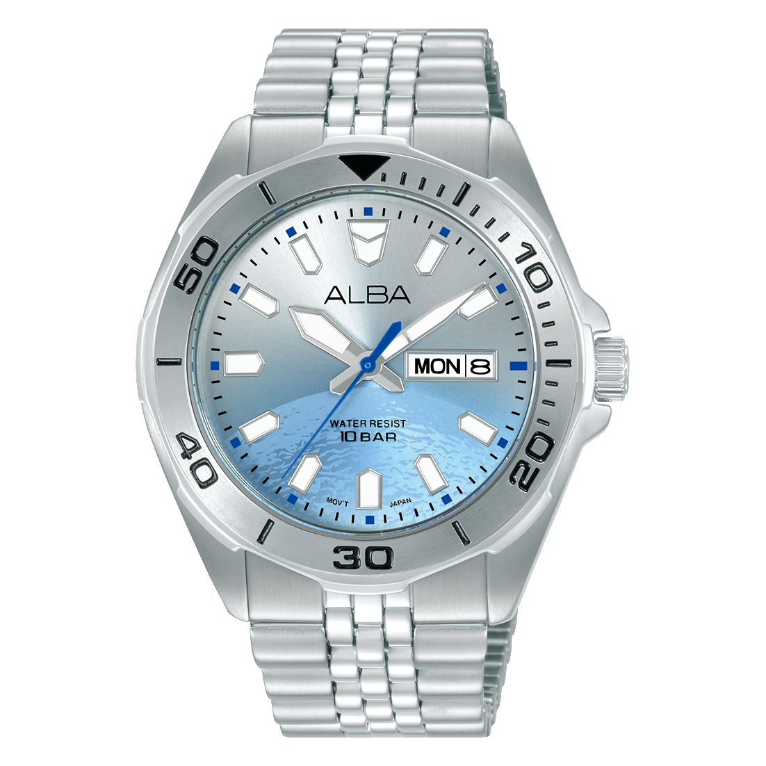 ALBA Men's Hand Watch ACTIVE Stainless Band Silver x Blue Dial | AV3587X1