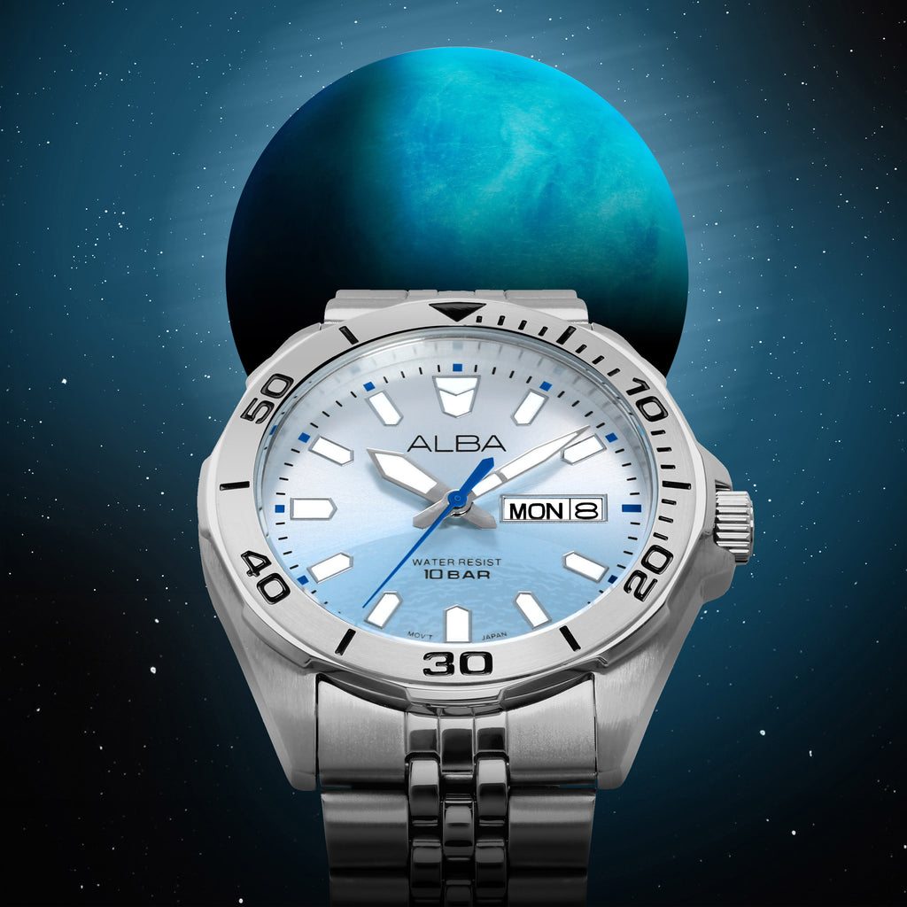 ALBA Men's Hand Watch ACTIVE Stainless Band Silver x Blue Dial | AV3587X1