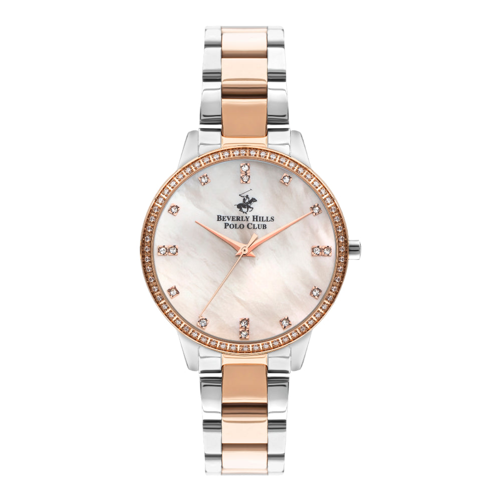 BEVERLY HILLS POLO CLUB Women’s Analog Silver & Rose Gold Band Watch | BP3297C.510