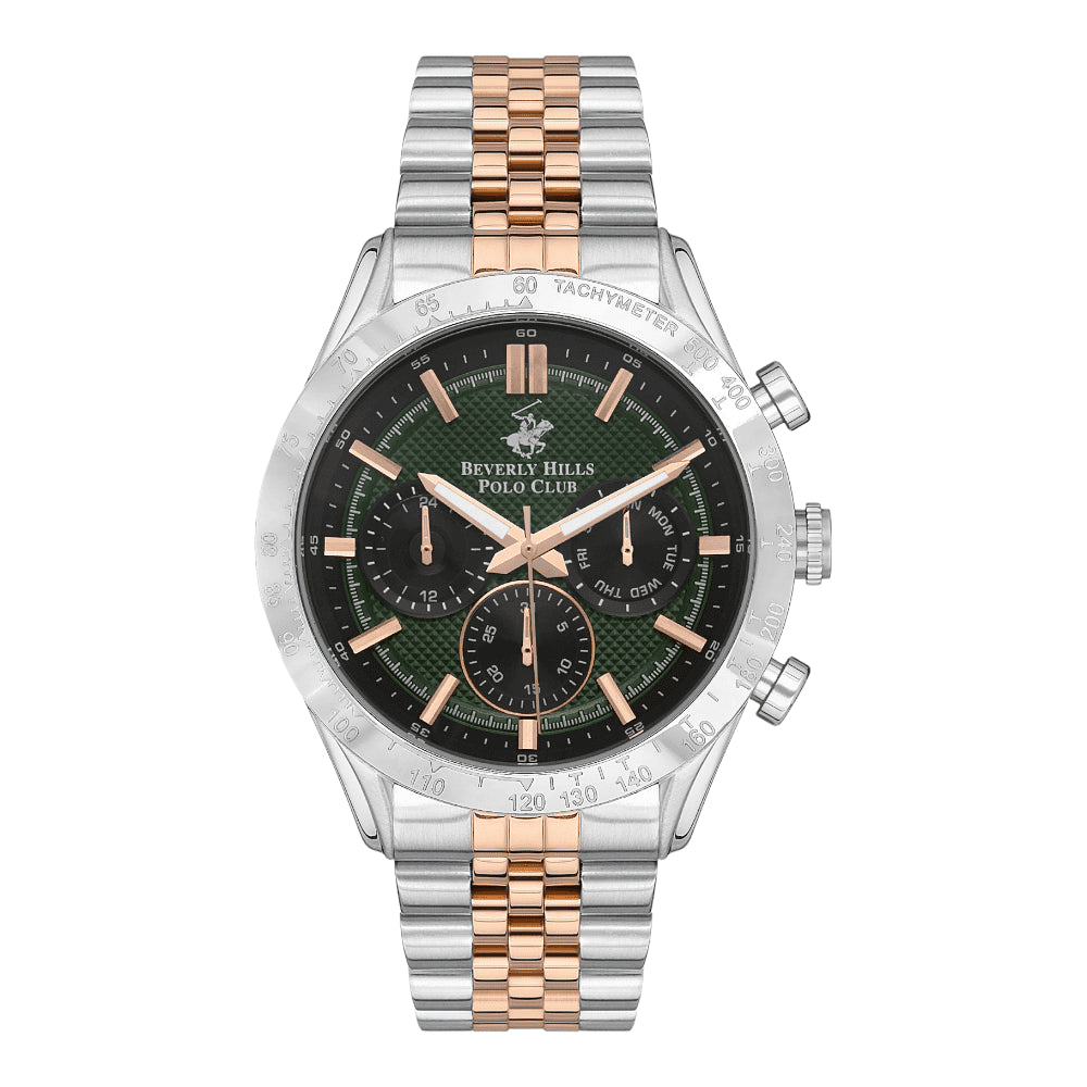 BEVERLY HILLS POLO CLUB Men’s Silver & Rose Gold Band Watch | BP3316X.370