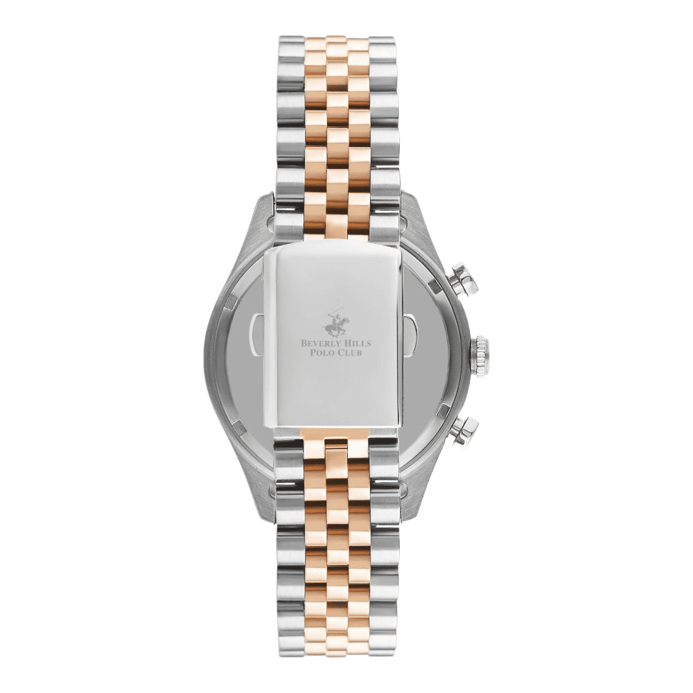 BEVERLY HILLS POLO CLUB Men’s Silver & Rose Gold Band Watch | BP3316X.370