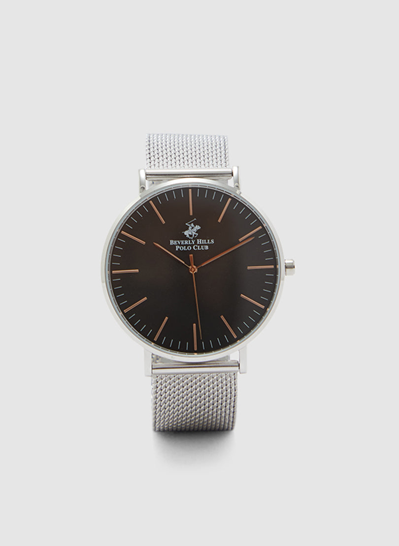 BEVERLY HILLS POLO CLUB Men’s Mesh Silver Watch | BP3358X.570