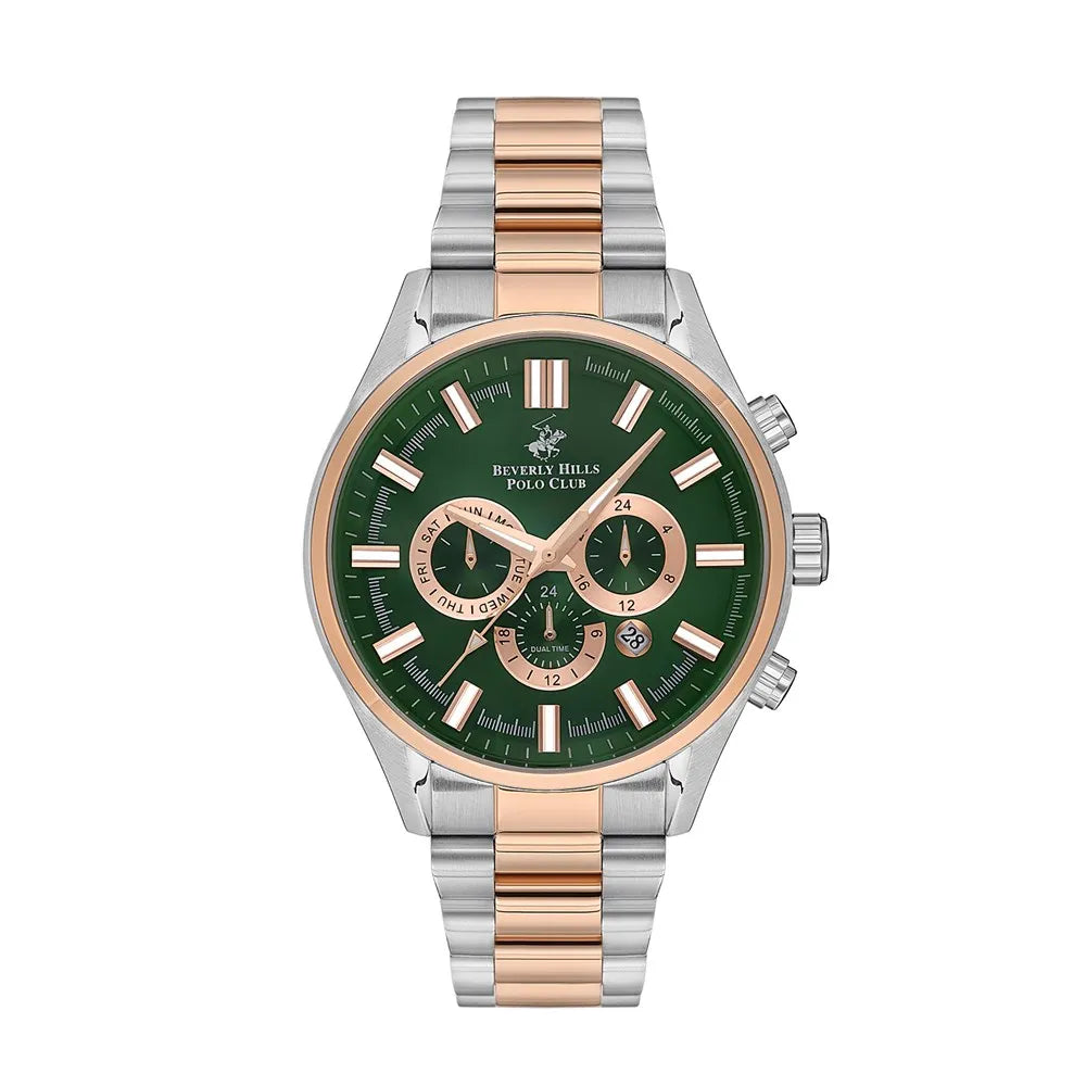 Beverly Hills Polo Club Men’s Multi Function Silver & Gold Watch | BP3395X.570