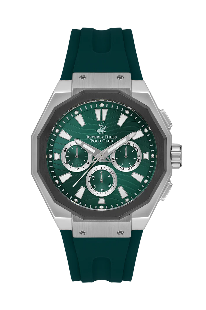 Beverly Hills Polo Club Men’s Multi Function Green Band Watch | BP3557X.375