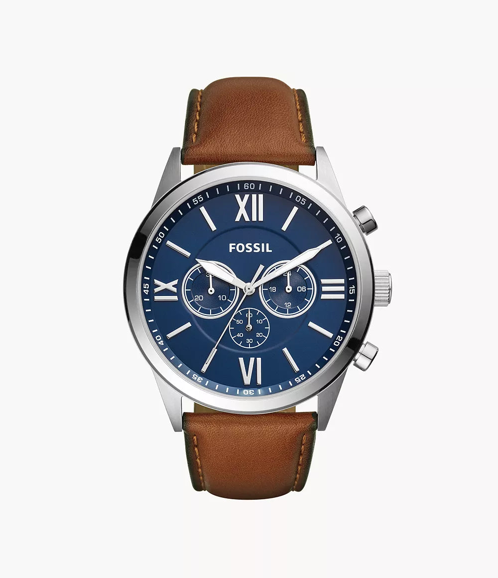 FOSSIL Men's Flynn Chronograph Brown Leather Watch | BQ2125