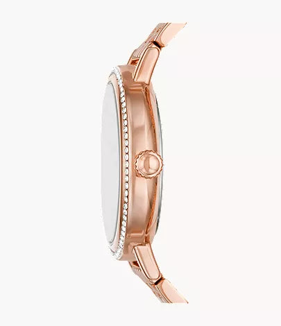 FOSSIL Women's Reid Three-Hand Rose Gold-Tone Stainless Steel Watch | BQ3656