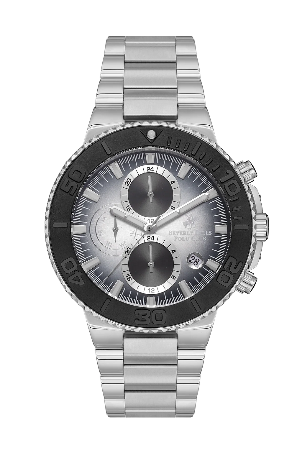 Beverly Hills Polo Club Dual Time Silver Band Watch | Bp3540X.350
