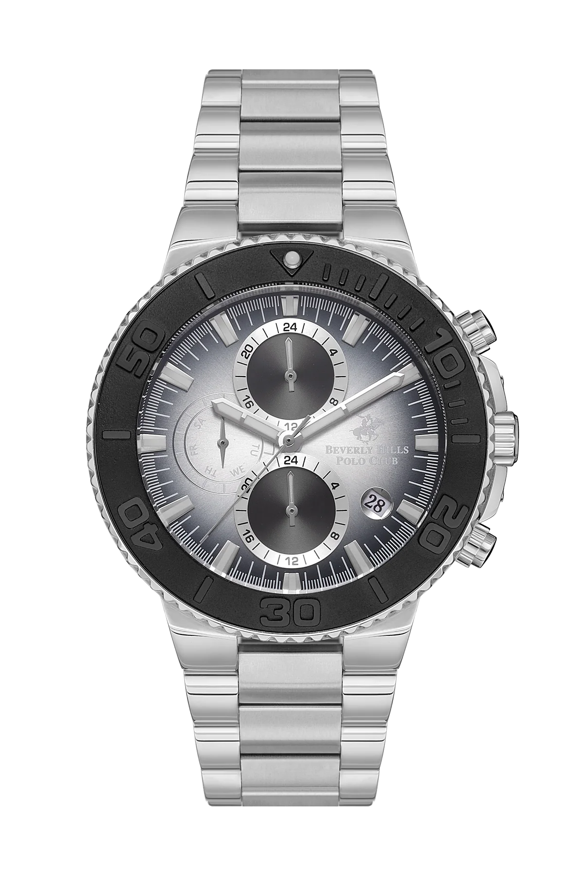 Beverly Hills Polo Club Dual Time Silver Band Watch | Bp3540X.350