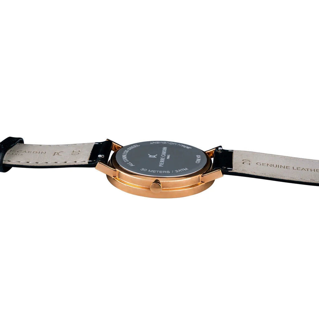 PIERRE CARDIN Men's Black Leather Band Watch | CBV.1048