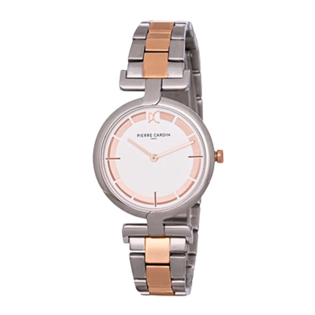 PIERRE CARDIN Women's Silver & Rose Gold Band Watch | CMD.3536