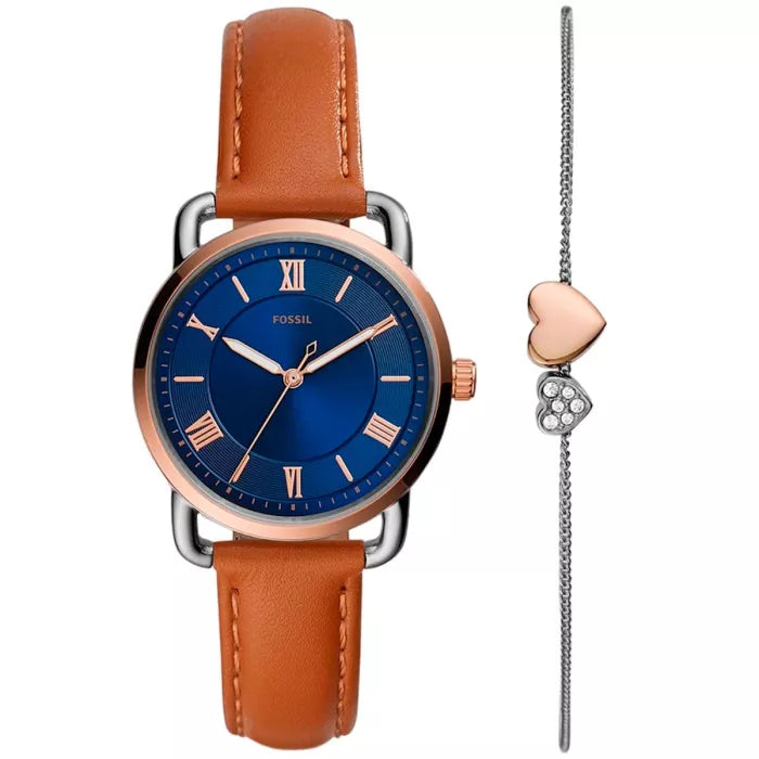 FOSSIL Women's Copeland Brown Leather Watch Set | ES4913