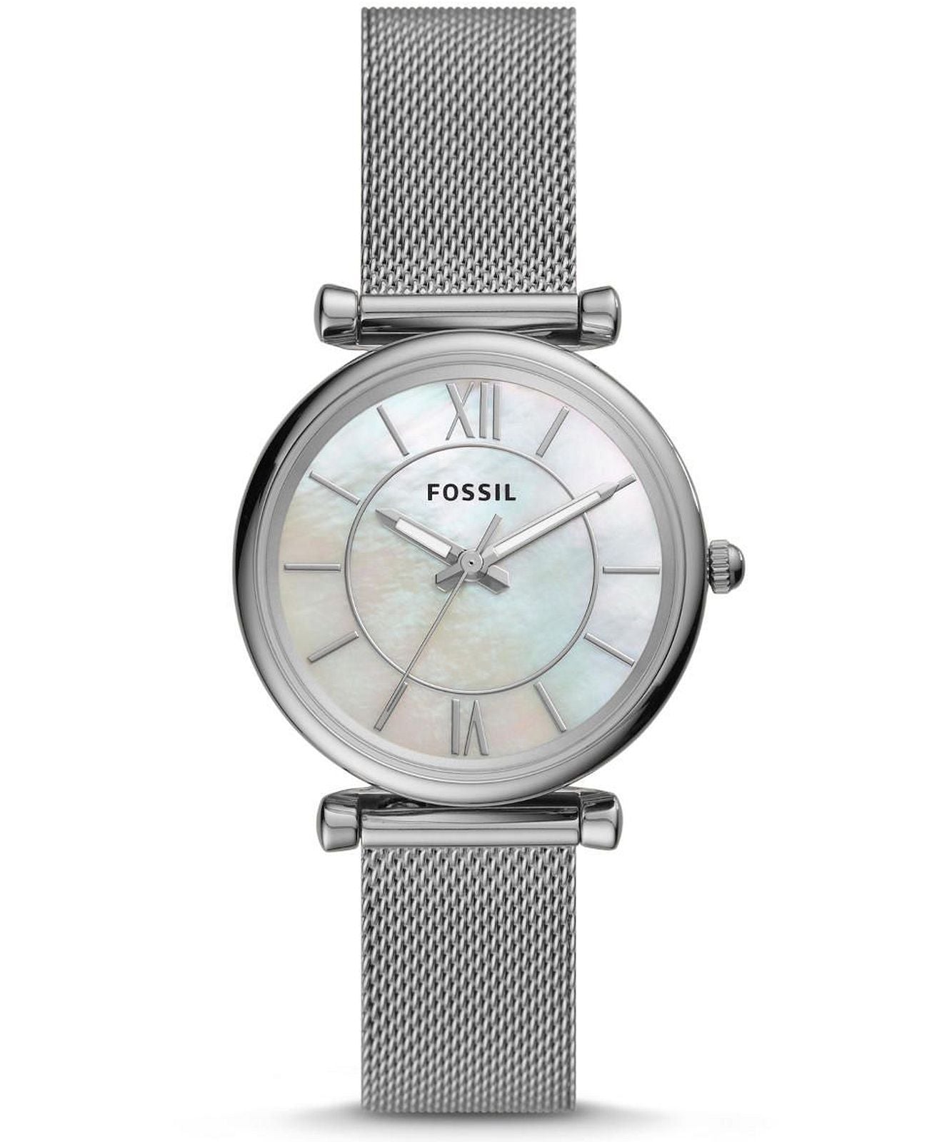 FOSSIL Women's Carlie Mesh Silver Watch | ES4919
