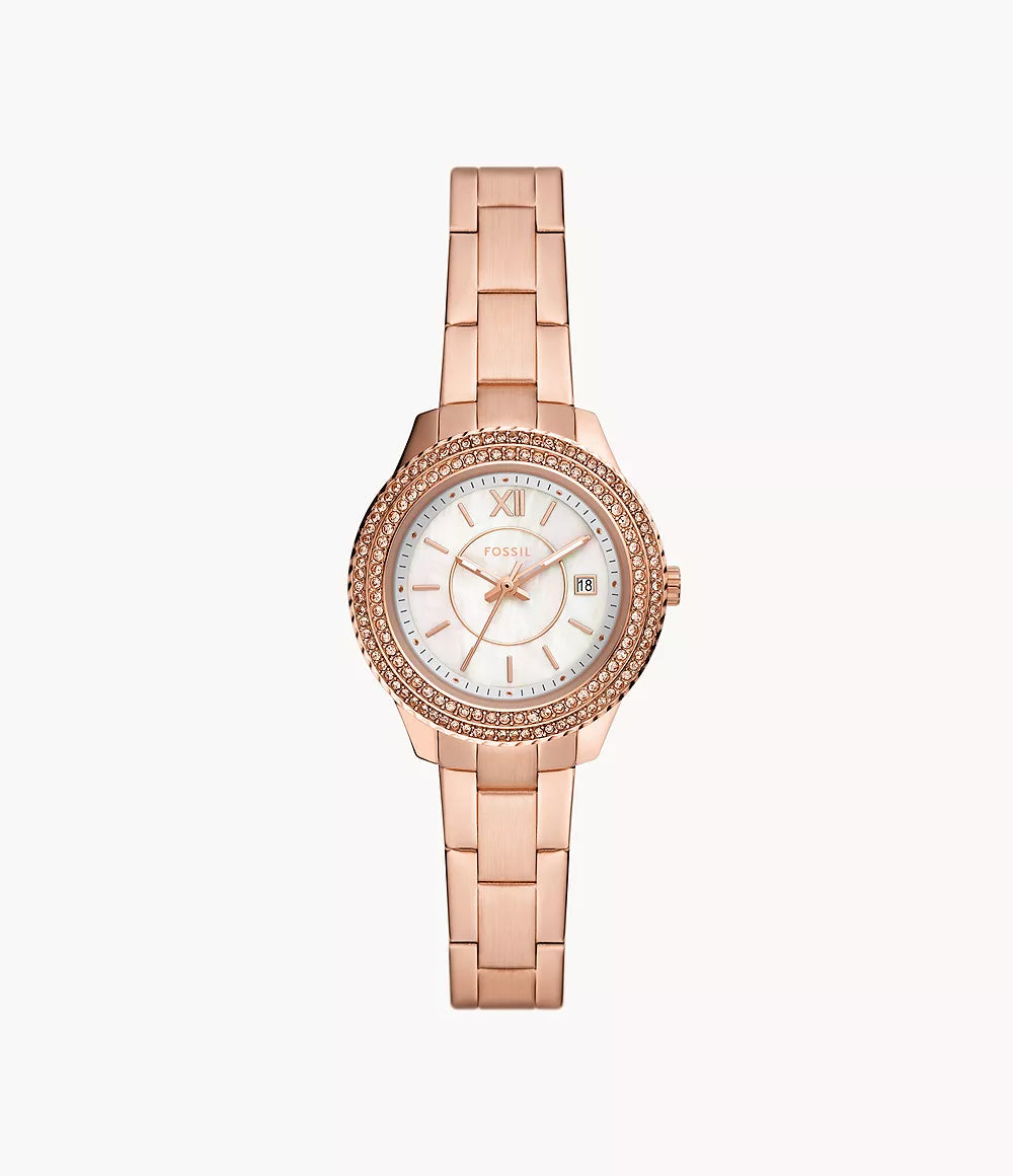 FOSSIL Women's Stella Rose Gold-Tone Stainless Steel Watch | ES5136