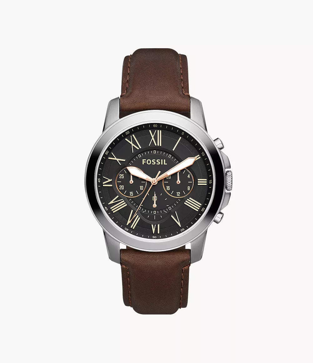 FOSSIL Men's Grant Chronograph Brown Leather Watch | FS4813