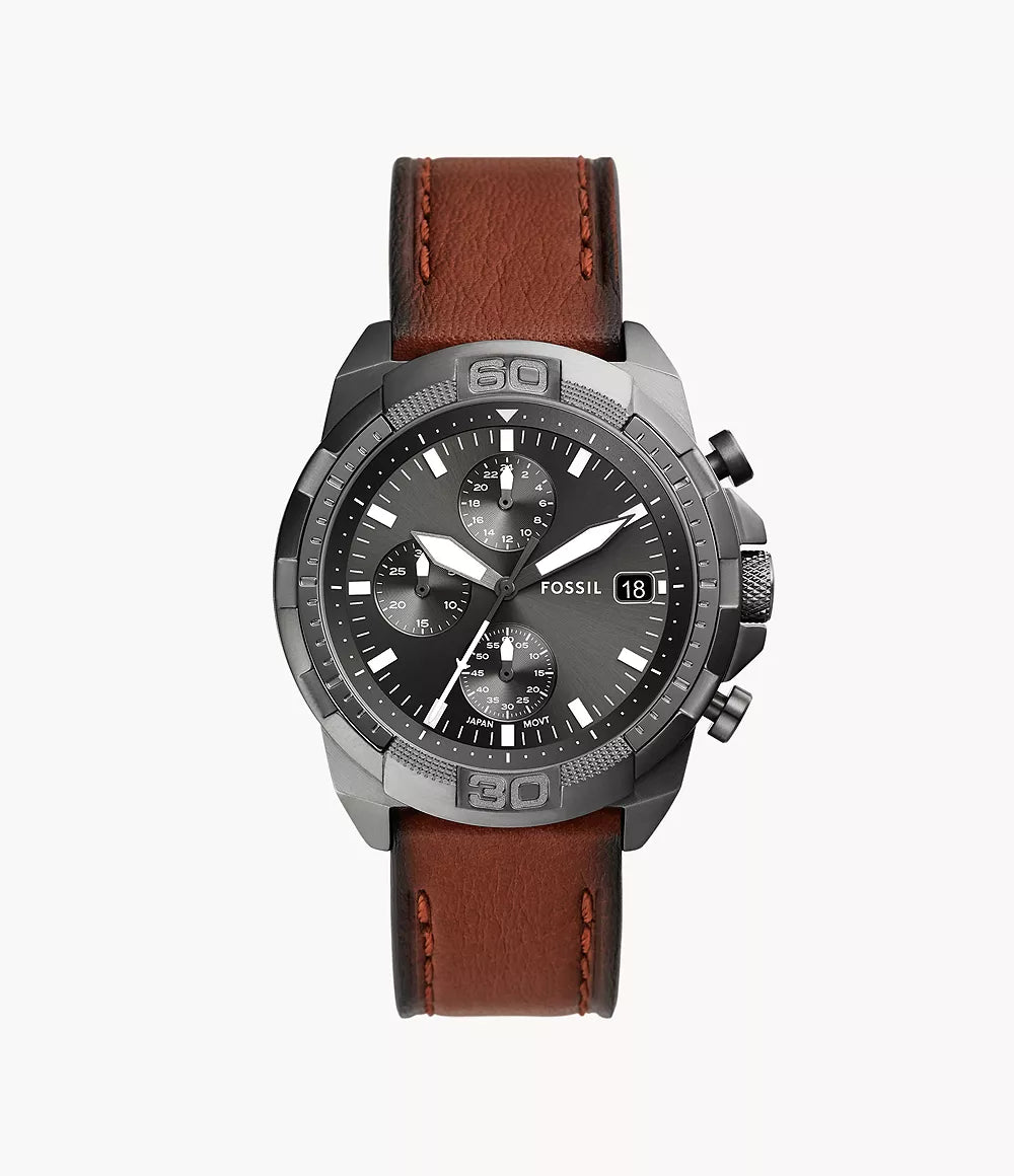 FOSSIL Men's Bronson Chronograph Brown LiteHide™ Leather Watch | FS5855