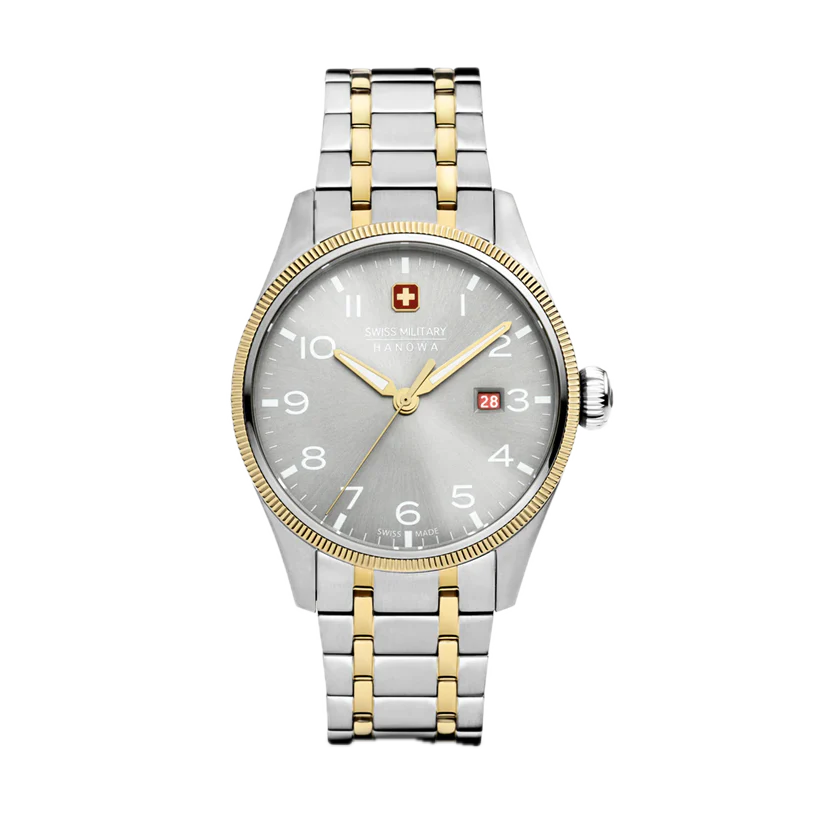 Swiss Military Men's Hanowa Silver Gold Band Watch | SMWGH0000860
