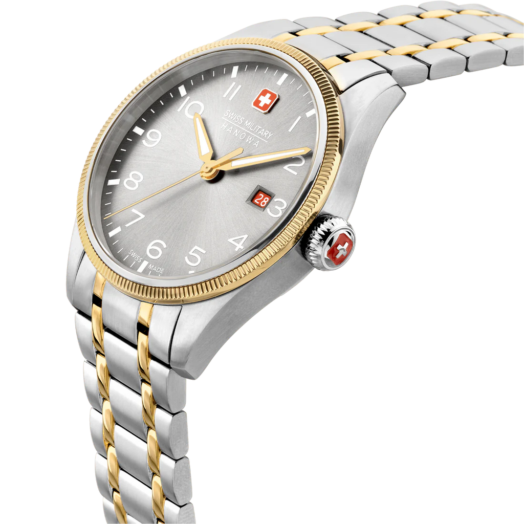 Swiss Military Men's Hanowa Silver Gold Band Watch | SMWGH0000860