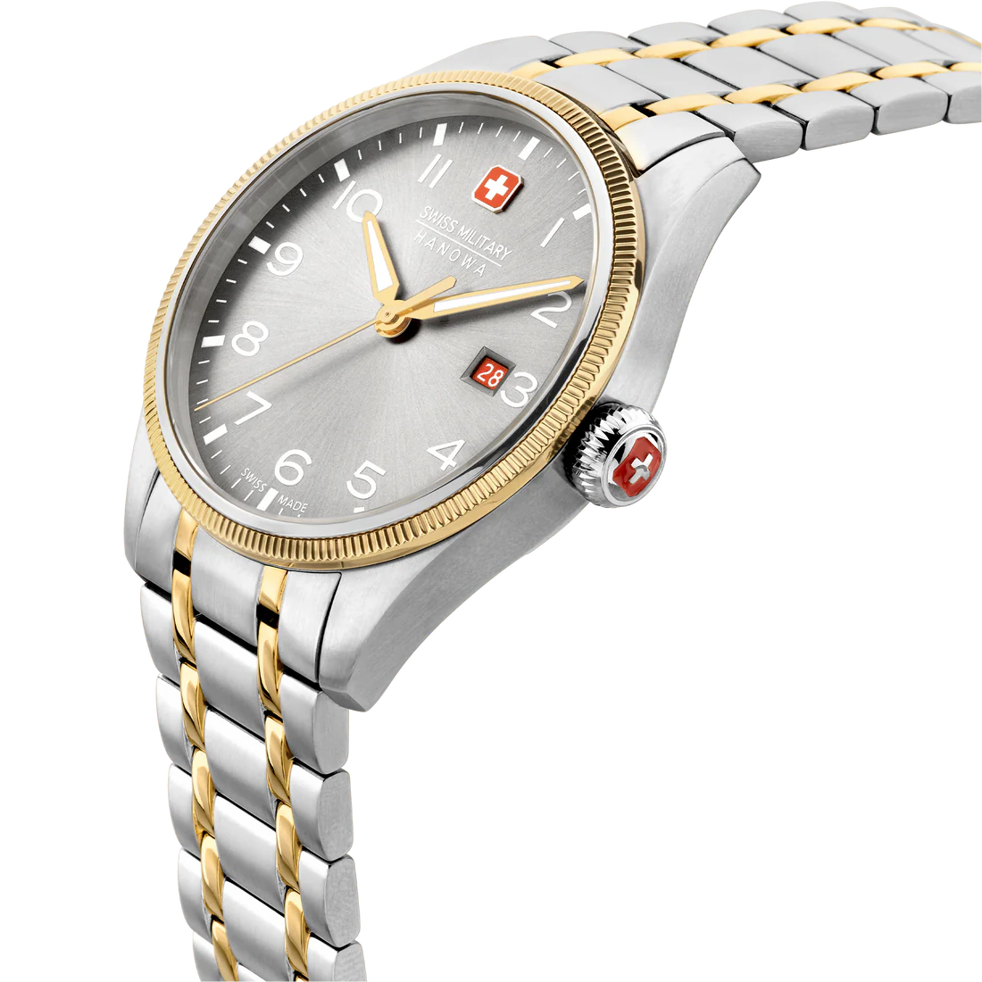Swiss Military Men's Hanowa Silver Gold Band Watch | SMWGH0000860
