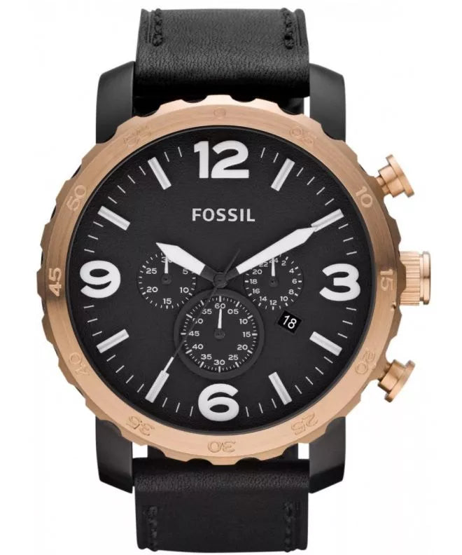 FOSSIL Men's Nate Leather Black Watch | JR1369