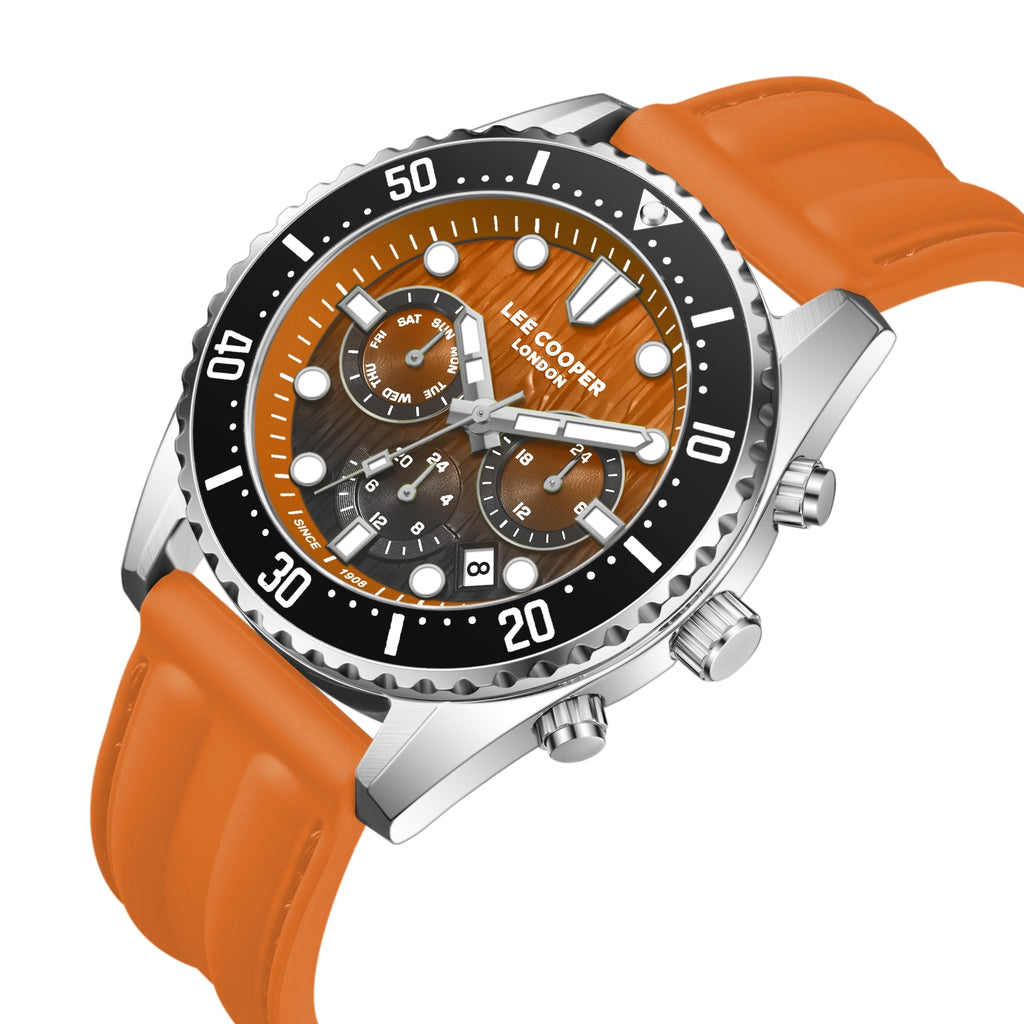 LEE COOPER Men’s MULTIFUNCTION BLACK TO ORANGE Dial Watch – LC08335.300