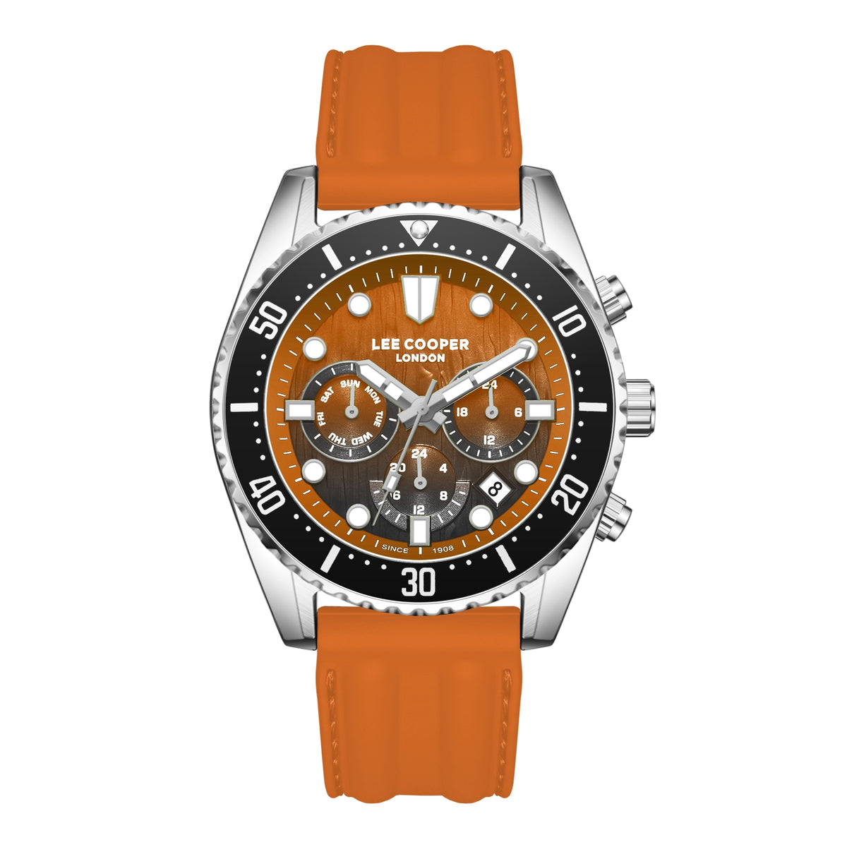 LEE COOPER Men’s MULTIFUNCTION BLACK TO ORANGE Dial Watch – LC08335.300