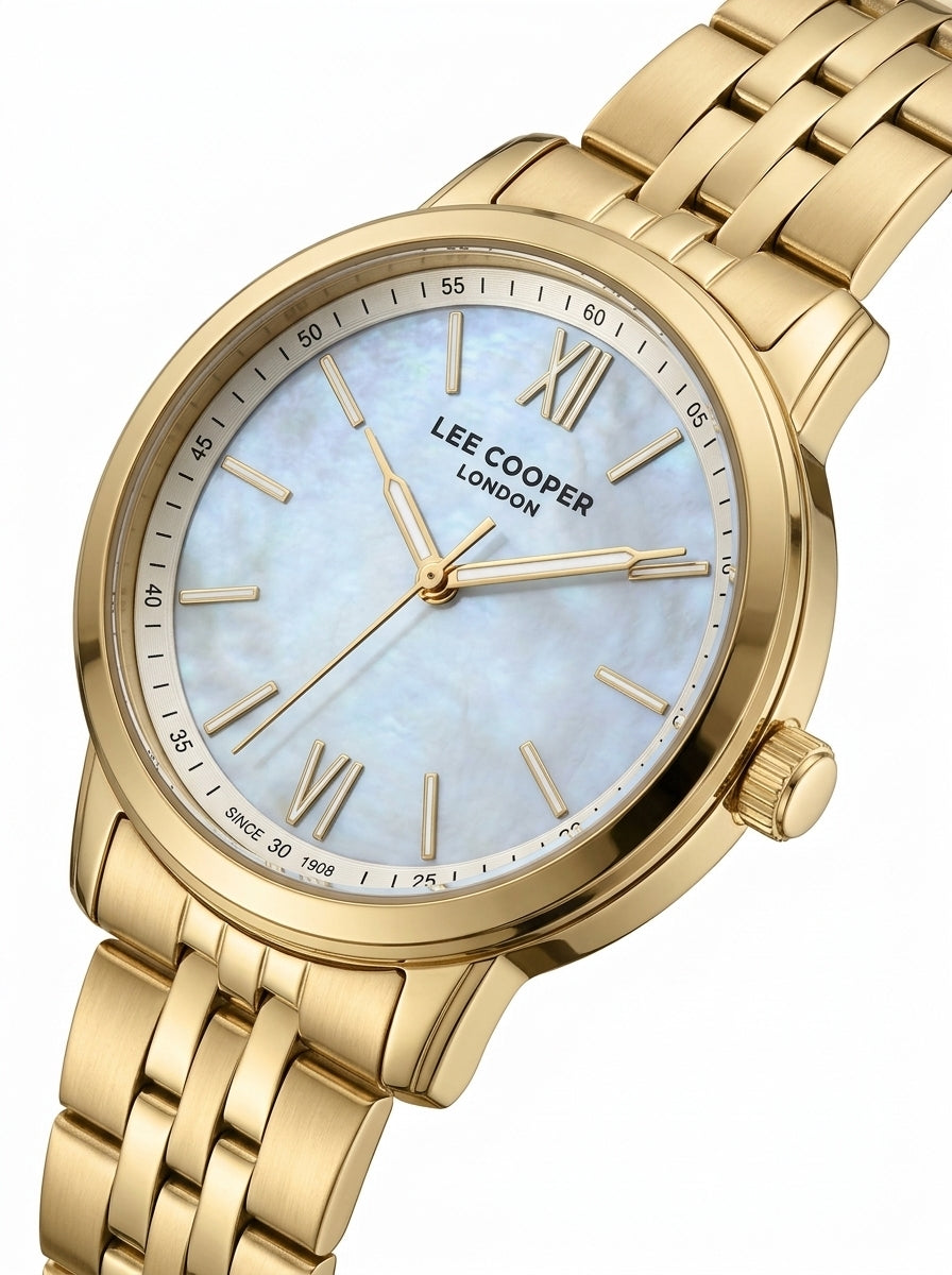 LEE COOPER Women’s Analog WHITE MOP Dial Watch – LC08371.120