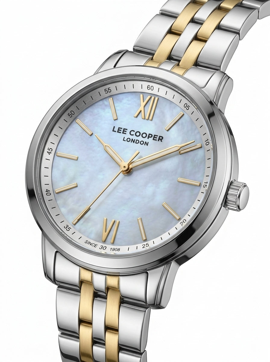 LEE COOPER Women’s Analog WHITE MOP Dial Watch – LC08371.220