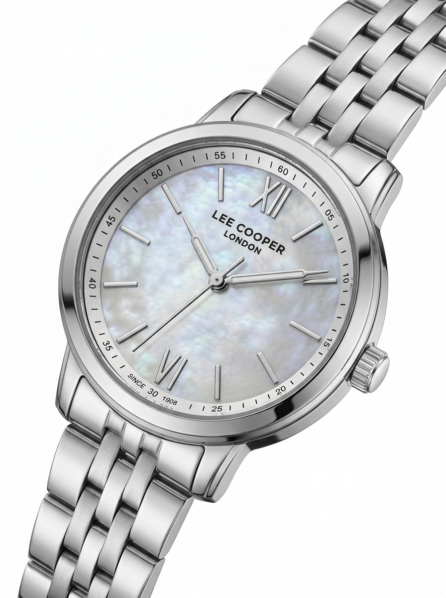 LEE COOPER Women’s Analog WHITE MOP Dial Watch – LC08371.320