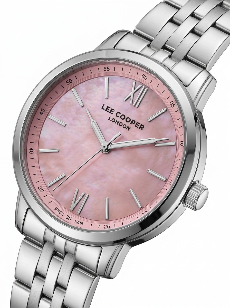 LEE COOPER Women’s Analog PINK MOP Dial Watch – LC08371.380