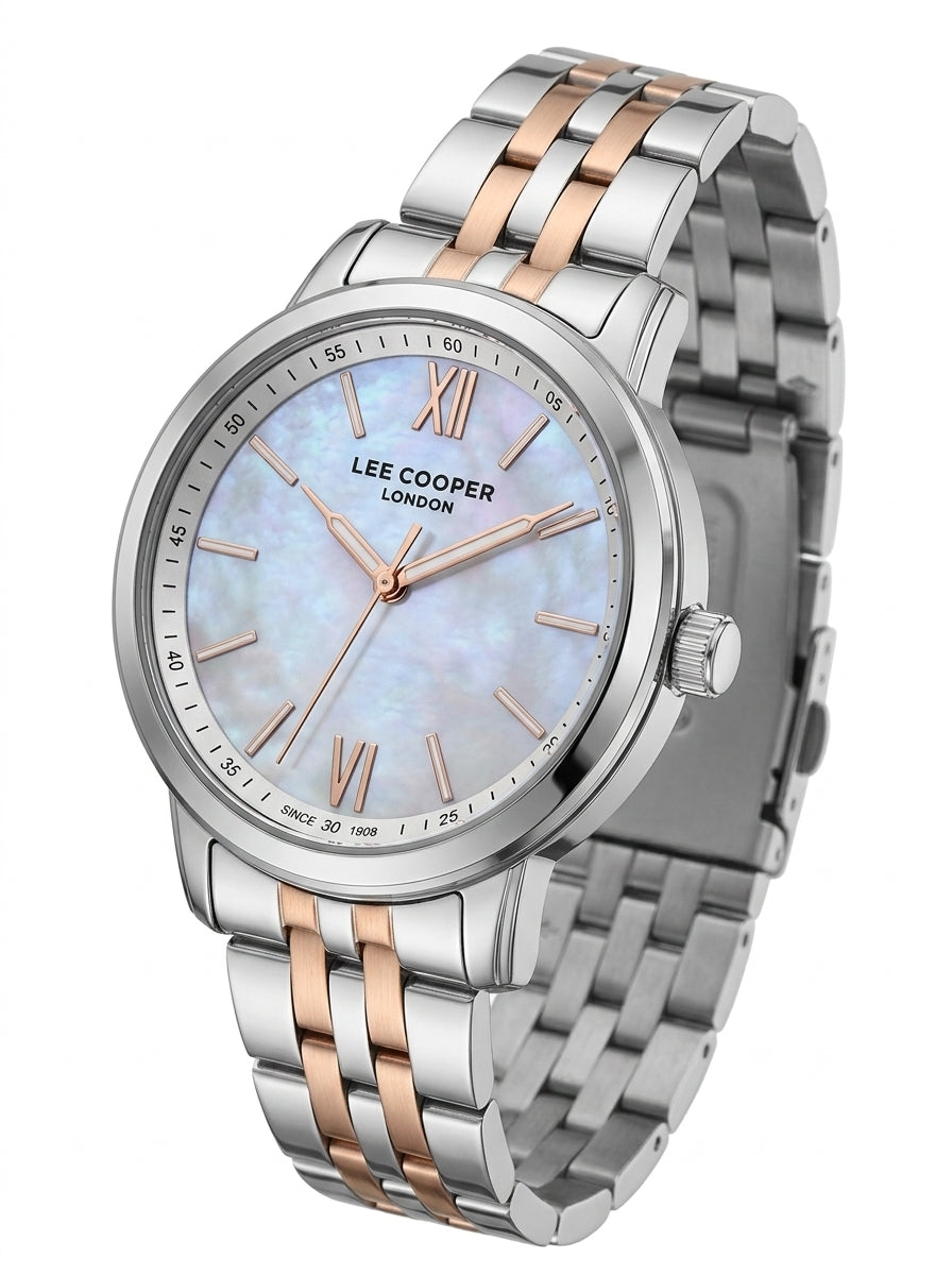 LEE COOPER Women’s Analog WHITE MOP Dial Watch – LC08371.520