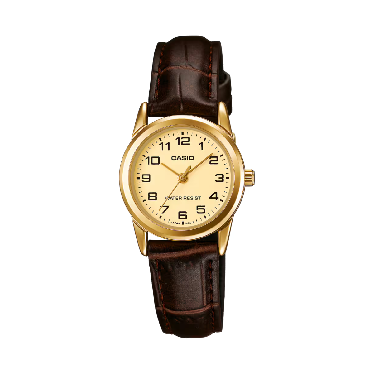 CASIO Women's Brown Band Leather Watch | LTP-V001GL-9BUDF