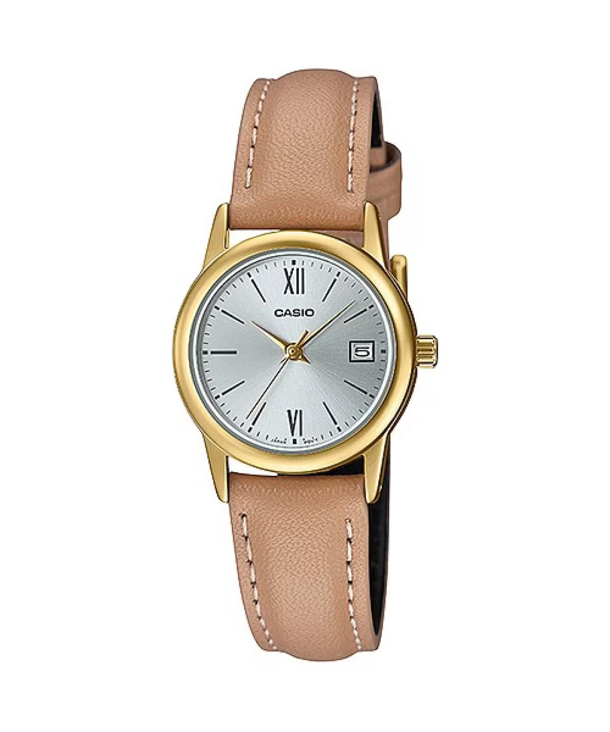 CASIO Women's Pink Leather Band Watch | LTP-V002GL-7B3UDF