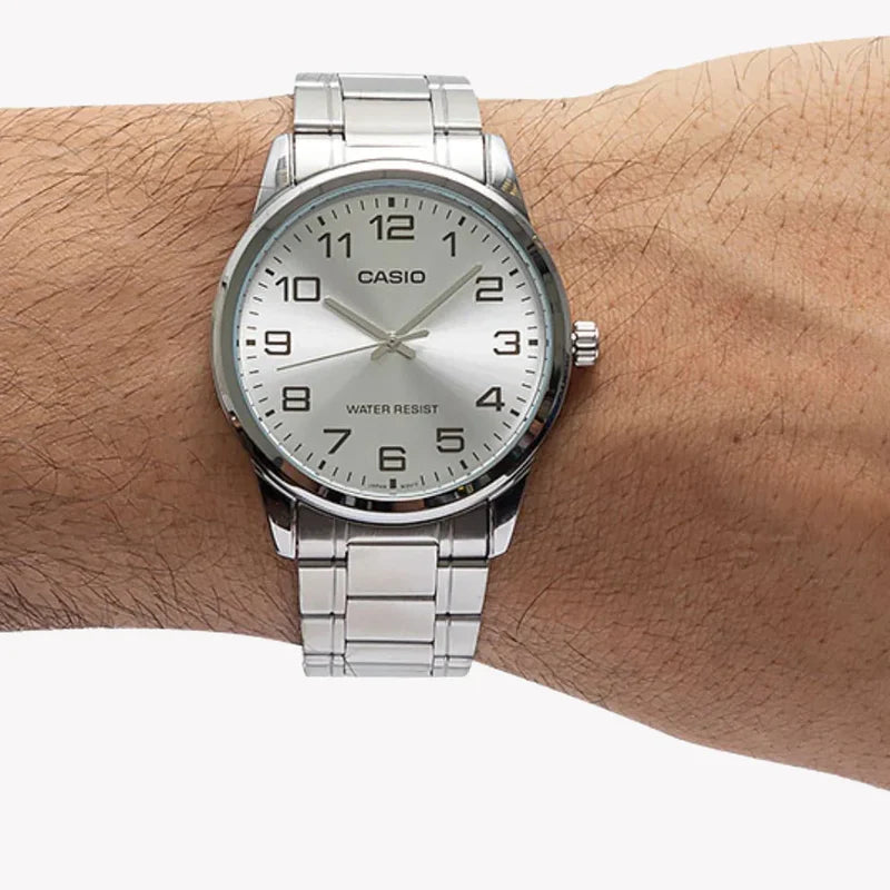 CASIO Men Silver Band Watch | MTP-V001D-7BUDF
